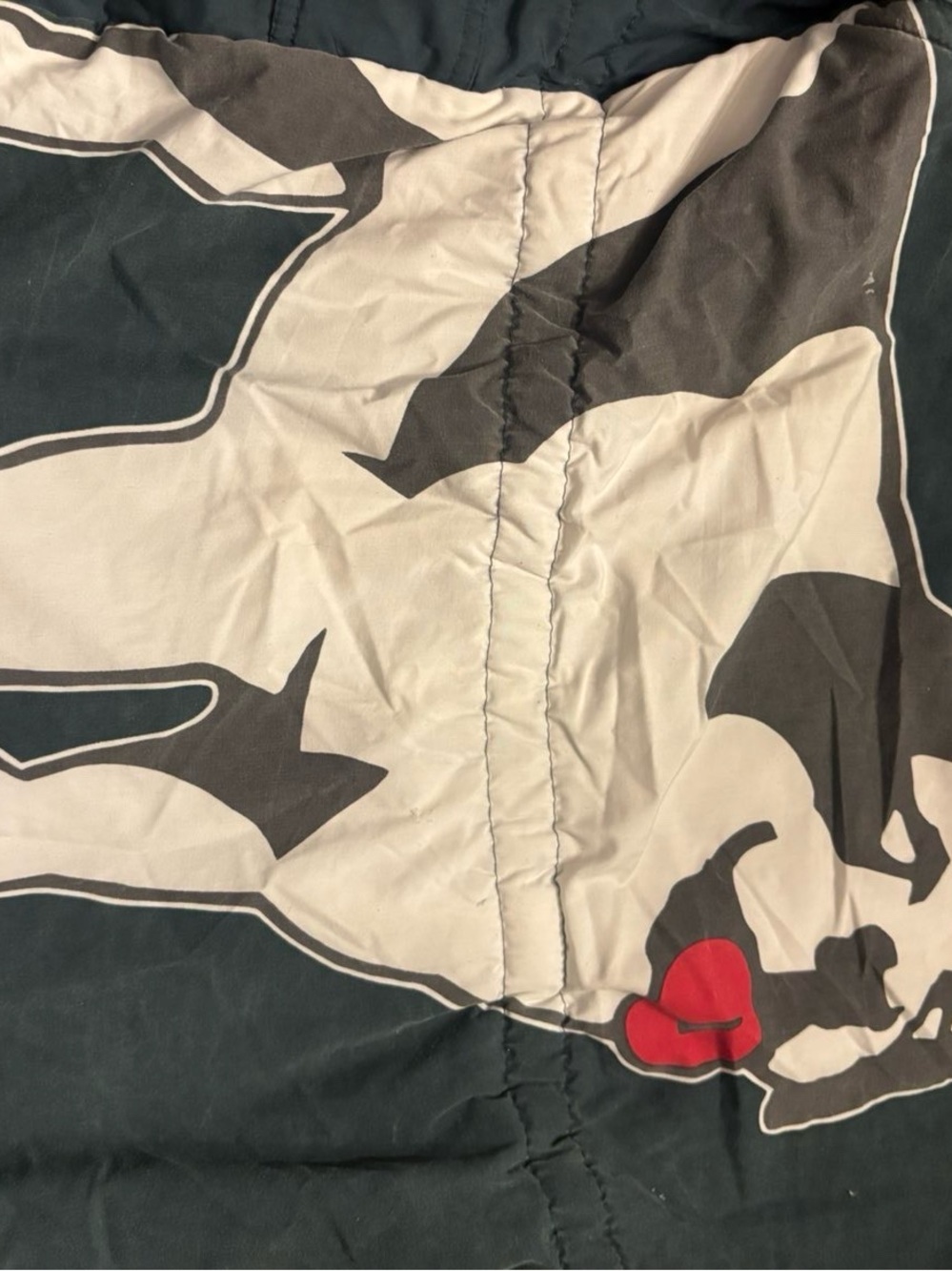 Big Dogs Men's Bomber Jacket in Dark Green, White & Gray with Red Accent